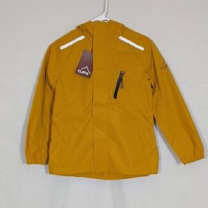 NWT Cliffs Girls Mustard Reflective Rain Jacket Size Large 12/14 Spring Outdoor
